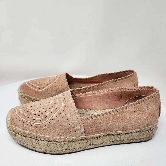 UGG Australia Heidi Espadrille Women 7 Pink Suntan Suede Geometric Perforated - Picture 6 of 14
